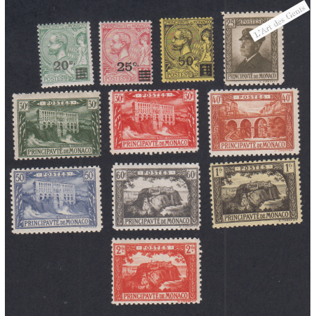 11 Timbres Monaco n°51 à 61 -  Neufs** - cote 51 Euros Lartdesgents.fr