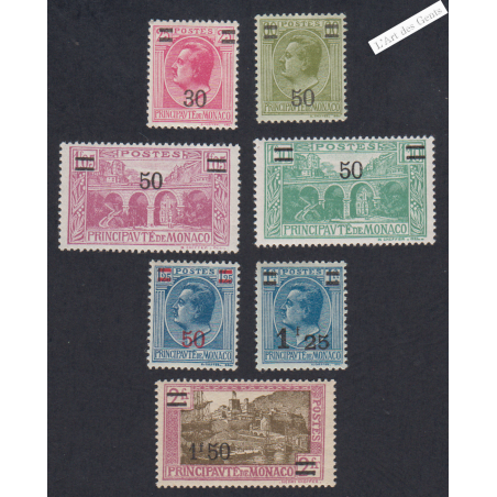 7 Timbres Monaco n°104 à 110 -  Neufs** - cote 75 Euros Lartdesgents.fr