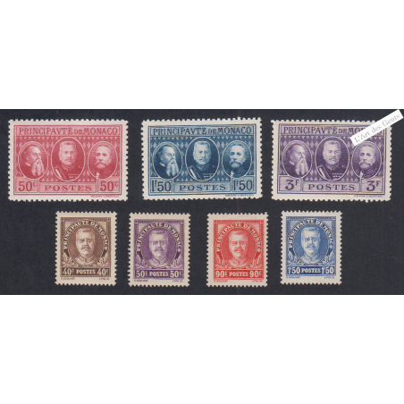 7 Timbres Monaco n°111 à 118 -  Neufs** - cote 166 Euros Lartdesgents.fr