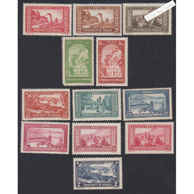 12 Timbres Monaco n°119 à 129 -  Neufs** - cote 294 Euros Lartdesgents.fr