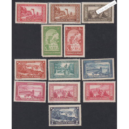 12 Timbres Monaco n°119 à 129 -  Neufs** - cote 294 Euros Lartdesgents.fr