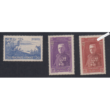 3 Timbres Monaco n°137 à 139 -  Neufs** - cote 296 Euros Lartdesgents.fr