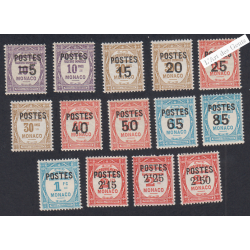 14 Timbres Monaco n°140 à 153 -  Neufs avec charnières - cote 103 Euros Lartdesgents.fr