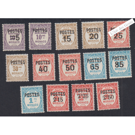 14 Timbres Monaco n°140 à 153 -  Neufs avec charnières - cote 103 Euros Lartdesgents.fr