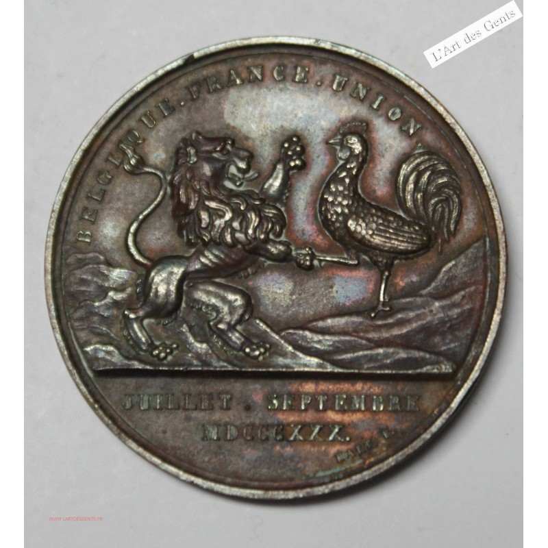 Médaille alliance Franco Belge 1830-1832 Lion -Coq, lartdesgents.fr