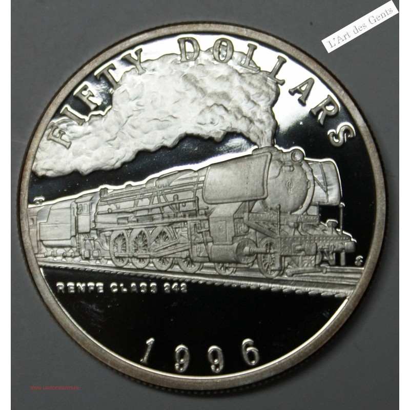 1996 Proof 50$ Renfe class 242 - Marshall Islands , lartdesgents.fr