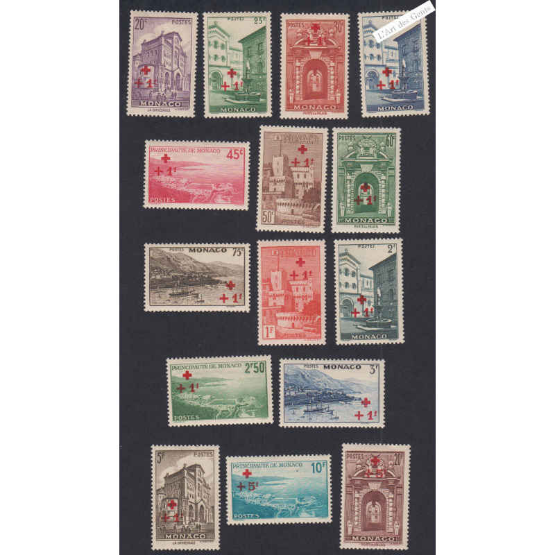 15 Timbres Monaco n°200 à n°214- année 1940 -  Neufs - cote 190 Euros Lartdesgents.fr