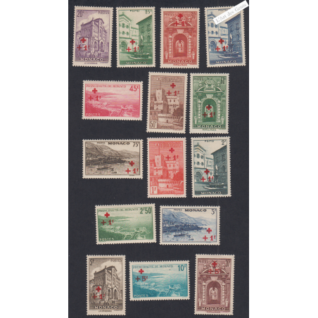 15 Timbres Monaco n°200 à n°214- année 1940 -  Neufs - cote 190 Euros Lartdesgents.fr