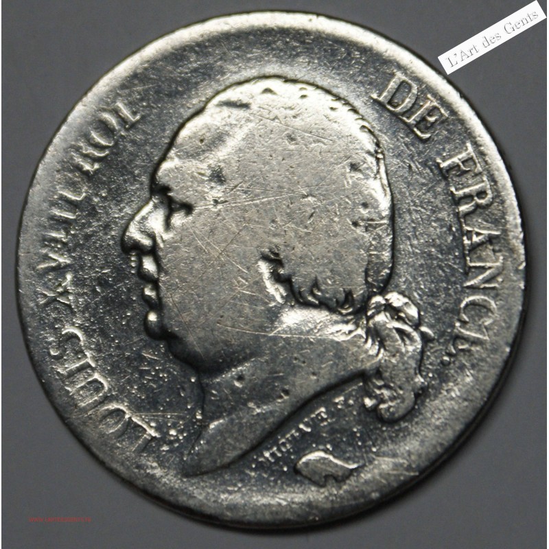 5 francs 1823 L BAYONNE LOUIS XVIII, type BUSTE NU, lartdesgents.fr