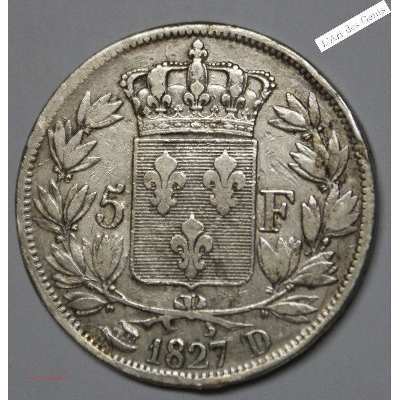 5 francs Charles X, 2e type 1827 Lyon, lartdesgents.fr
