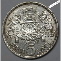 Lettonie 5 lati 1931 Argent ARGENT - 25g - Latvia, lartdesgents.fr