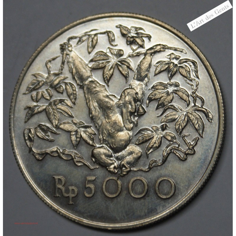 5000 Rupiah 1974 Indonésie Orang Outan,KM40 lartdesgents.fr