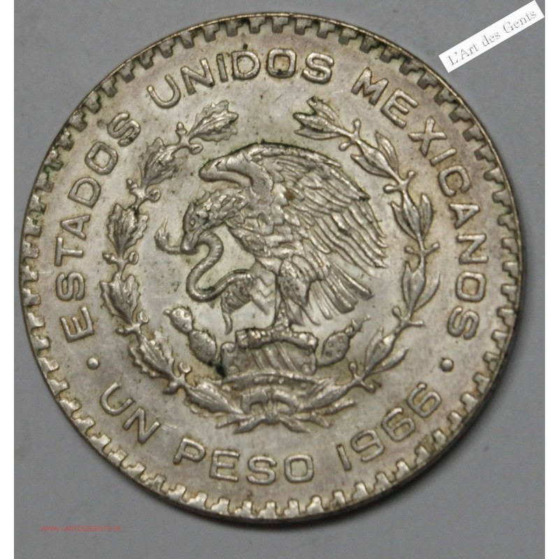 1966 Mexico 1 Peso Silver Coin – .100 Silver, lartdesgents.fr