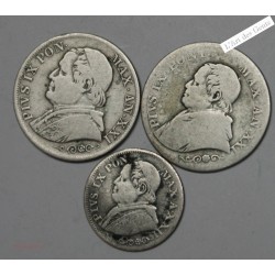 2X 1 lira 1866, 10 soldi 1867, 5 soldi 1867 PIUS IX, lartdesgents.fr