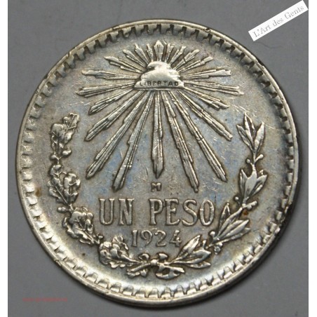 1924 Mexico 1 Peso Silver Coin – .720 Silver, lartdesgents.fr