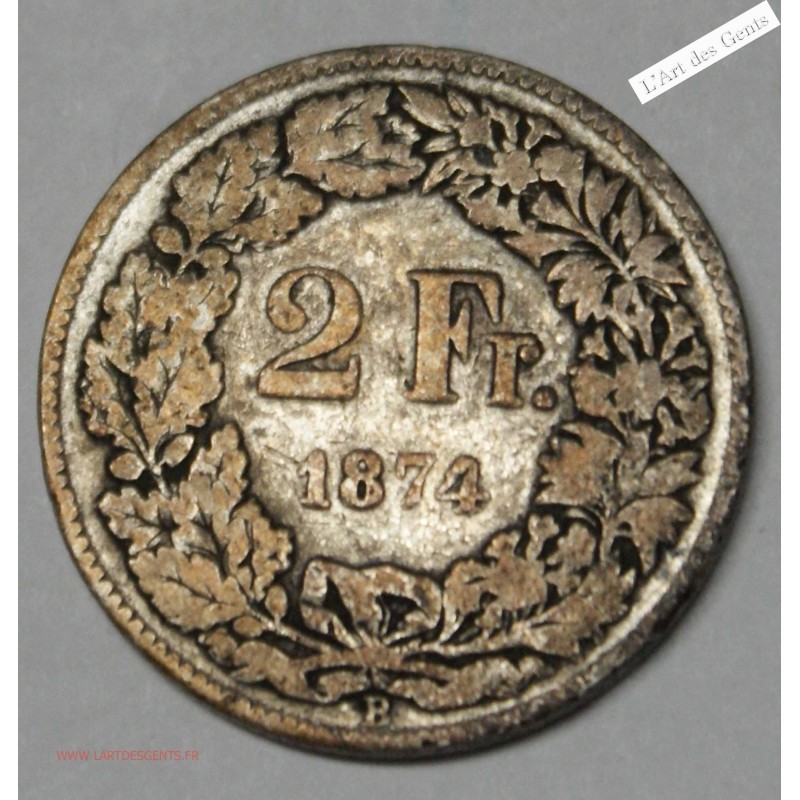 2 francs 1874 b Suisse, lartdesgents.fr