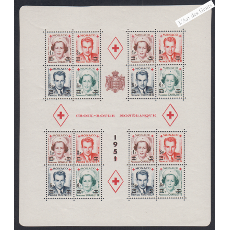 Bloc dentelé Monaco n° 4A - 1951  - Cote 570 Euros Neuf** Lartdesgents.fr