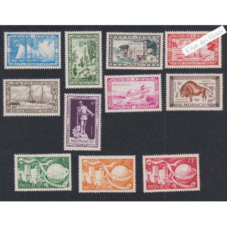 11 Timbres Monaco n°324 à n°333 - année 1949 - Neufs** - Lartdesgents.fr