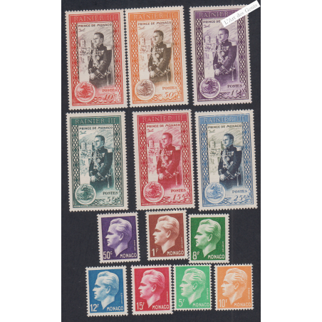 13 Timbres Monaco n°338 à n°350 - Année Complète1950 - Neufs** Cote 90 Euros - Lartdesgents.fr