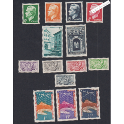 imbres Monaco n°365 à n°378 - Année 1951 - Neufs** Cote 130 Euros - Lartdesgents.fr