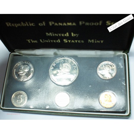 Coffret du Panama 1973 Proof Set with Silver Balboa BU, lartdesgents.fr
