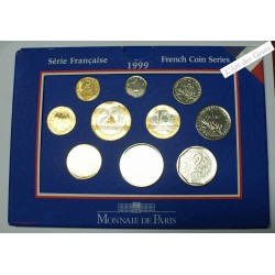Coffret 1 c. à 20 frs., 1999 Monnaie de Paris, BU, FDC, (1) lartdesgents.fr