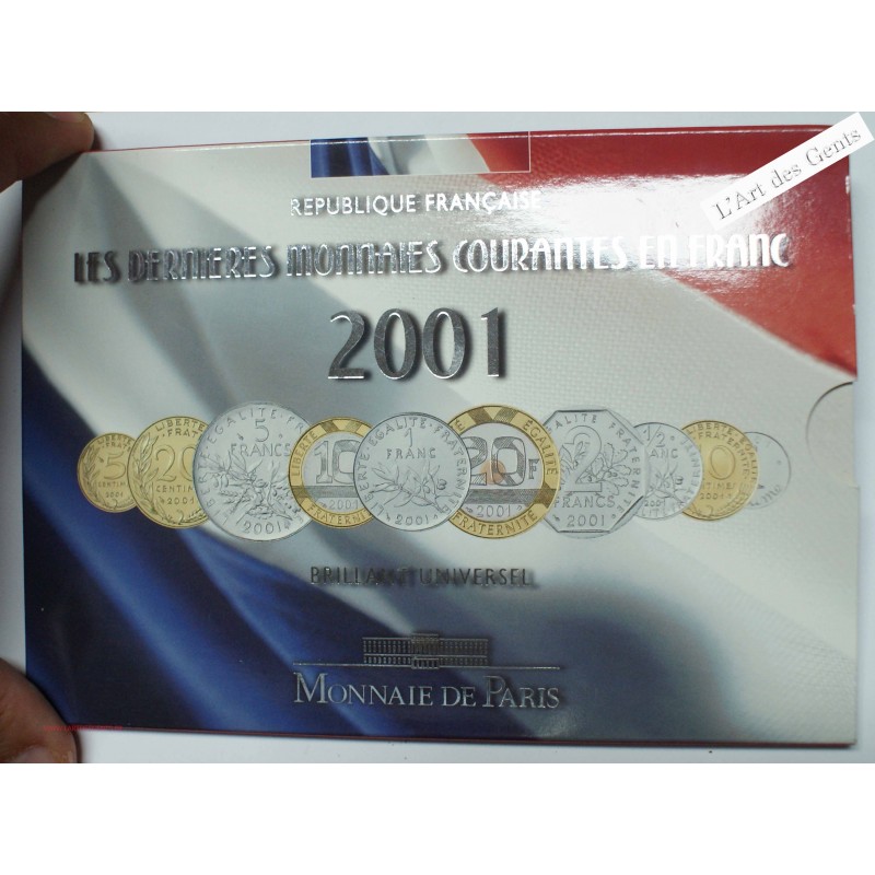 Coffret 1 c. à 20 frs., 2001 Monnaie de Paris, BU, FDC, lartdesgents.fr