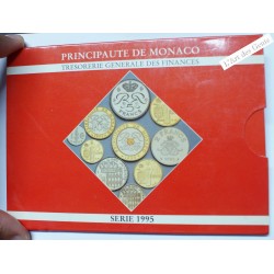 Monaco. Coffret, série Monnaie de Paris de 1995, de 1 centime à 20 Francs. FDC