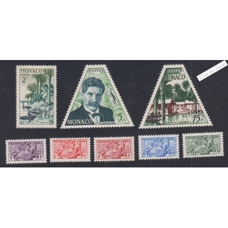 8 Timbres Monaco n°412 à n°419 - Année 1955 - Neufs** Cote 100 Euros - Lartdesgents.fr