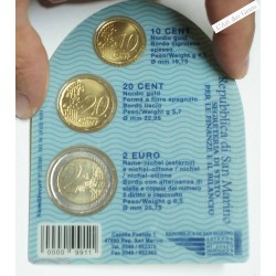 Blister FDC - 10, 20 cents, 2€  2007 - SAN MARINO, lartdesgents.fr