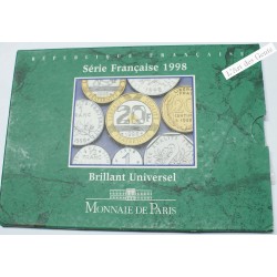 France. Coffret, série Monnaie de Paris de 1998, 1 centime à 20 Francs. BU