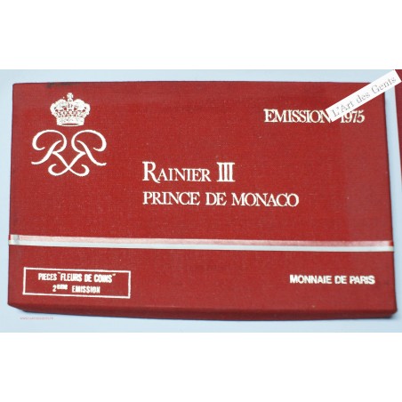 Monaco. Coffret, série Monnaie de Paris de 1975, de 10 centimes à 50 Francs. FDC