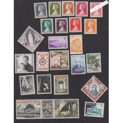 25 Timbres Monaco n°478 à n°502 - Année 1957-1958 - Neufs** Cote 76 Euros - Lartdesgents.fr