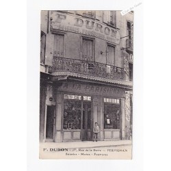 cpa 66 PERPIGNAN - devanture F.DURON - soieries modes et fourrures - rue de la barre - A la parisienne - animée, lartdesgents.fr