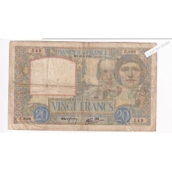 20 Francs Science et Travail 22-8-1940 – France  , lartdesgents.fr