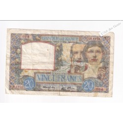 20 Francs Science et Travail 17-7-1941– France  , lartdesgents.fr