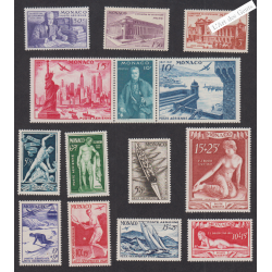 14 Timbres Poste Aérienne Monaco n°22 à n°35 - Années 1947 et 1948 - Neufs** Cote 246 Euros - Lartdesgents.f