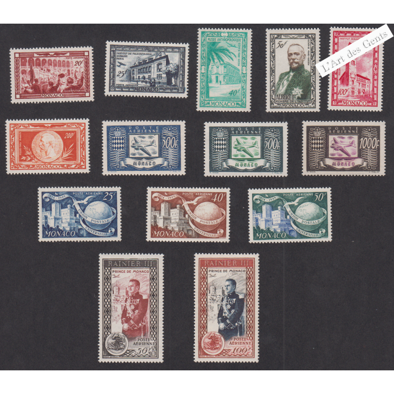 14 Timbres Poste Aérienne Monaco n°36 à 50  Année1949-1950 - cote 323 Euros lartdesgents.fr