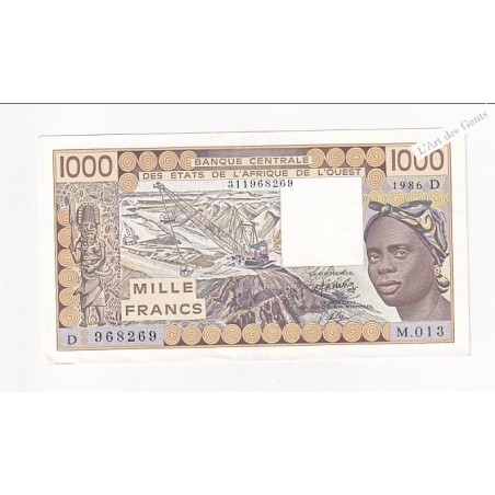 Mali 1000 francs 1986 N° M.013 968269 BCEAO P406Dg, lartdesgents.fr