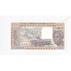 TOGO 1000 francs 1984 N° V.008 433148 BCEAO P807Td, lartdesgents.fr