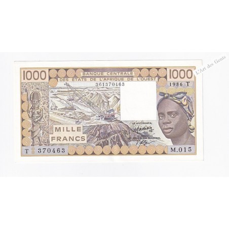 TOGO 1000 francs 1986 N° M.015 370463 BCEAO P807Tg, lartdesgents.fr