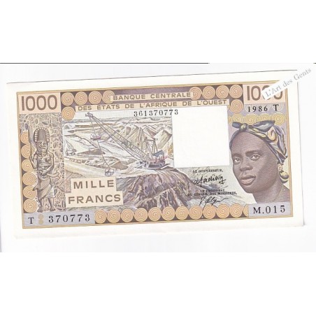 TOGO 1000 francs 1986 N° M.015 370773 BCEAO P807Tg, lartdesgents.fr