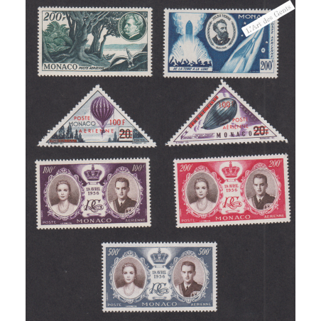 7 Timbres Poste Aérienne Monaco n°59 à n°65 - Année1955-1956 - cote 128 Euros lartdesgents.fr