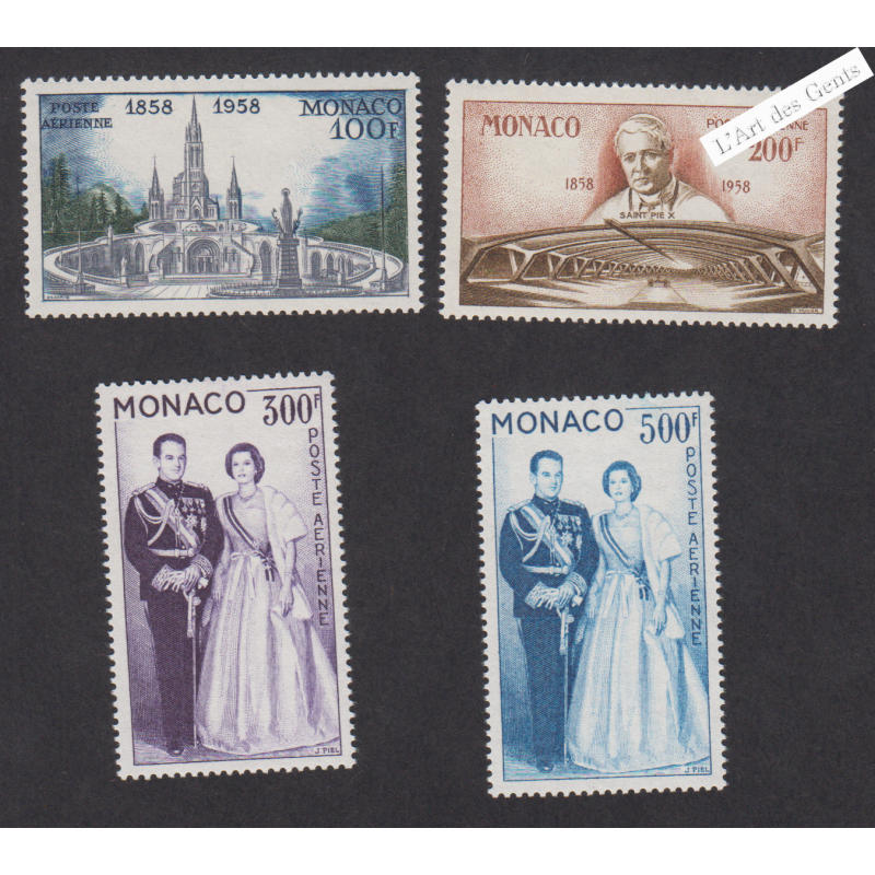 4 Timbres Poste Aérienne Monaco n°69 à n°72 - Année1958-1959 - cote 57 Euros lartdesgents.fr