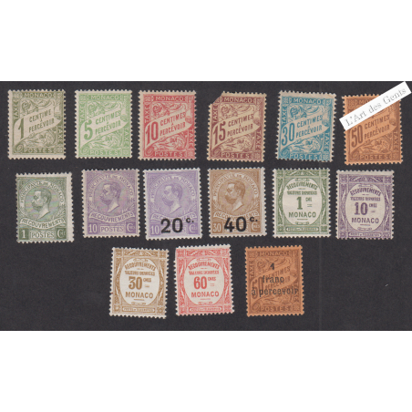 15 Timbres-Taxe Monaco n°1 à n°17 - Année1905-1925 - cote 124 Euros lartdesgents.fr