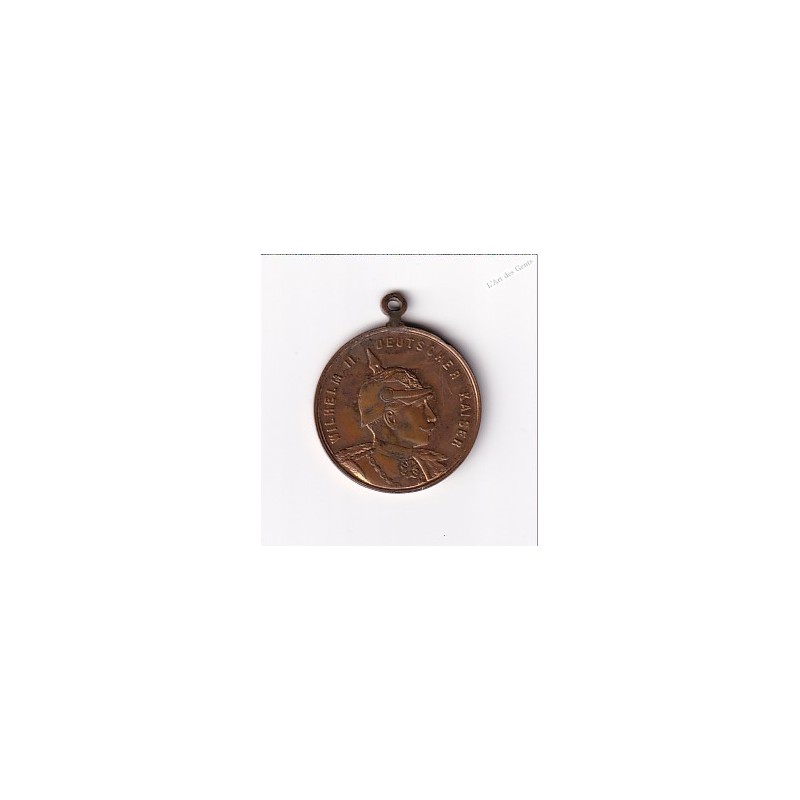 Medaille -  "Wilhelm II Deutscher Kaiser 1870"  Zur Erinnerung an Meine Dienstzeit, lartdesgents.fr