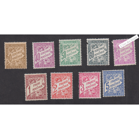 9 Timbres-Taxe Monaco n°18 à n°26 - Année1926-1943 - cote 74 Euros lartdesgents.fr