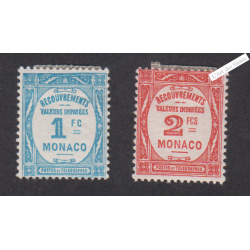 2 Timbres-Taxe Monaco n°27 et n°28 - Année1932 - Neufs* cote 235 Euros lartdesgents.fr