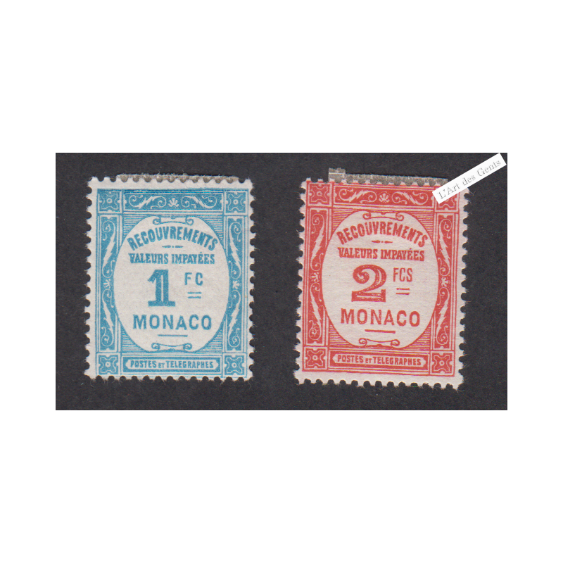 2 Timbres-Taxe Monaco n°27 et n°28 - Année1932 - Neufs* cote 235 Euros lartdesgents.fr