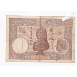 Banque de l'Indochine 100 Piastres 1935-39 P51d, lartdesgents.fr